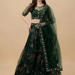 BAESD Embroidered Thread Work Semi-Stitched Lehenga & Unstitched Blouse With Dupatta-picture-17