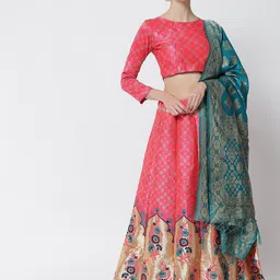 DIVASTRI Pink & Blue Ready to Wear Lehenga Choli With Dupatta-image-67