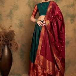 Sangria Woven-Designed Semi-Stitched Lehenga & Unstitched Blouse With Dupatta-51