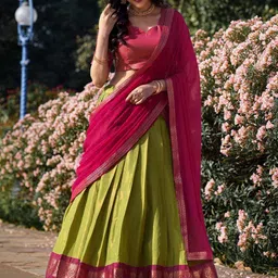 LOOKNBOOK ART Semi-Stitched Lehenga & Unstitched Blouse With Dupatta-image-31