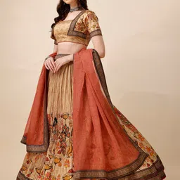 SAPTRANGI Printed Semi-Stitched Lehenga & Unstitched Blouse With Dupatta-picture-34