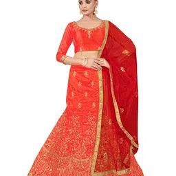 MANVAA Embroidered Semi-Stitched Lehenga & Unstitched Blouse With Dupatta-picture-3