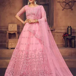 KALINI Embroidered Beads and Stones Semi-Stitched Lehenga & Unstitched Blouse With Dupatta-picture-8