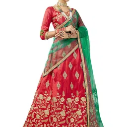 MANVAA Embroidered Silk Semi Stitched Lehenga & Unstitched Blouse With Dupatta-picture-39