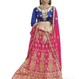 MANVAA Embroidered Thread Work Semi-Stitched Lehenga & Unstitched Blouse With Dupatta-picture-20