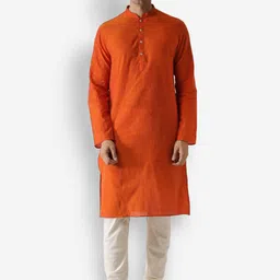 KISAH Mandarin Collar Long Sleeves Cotton Silk Kurta-image-44