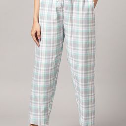Kryptic Women Checked Pure Cotton Breathable Lounge Pants-image-64