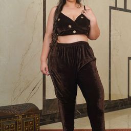 NANGALIA RUCHIRA Women Velvet Mid-Rise Relaxed Fit Pant-image-29