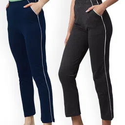 NOT YET by us Women Pack Of 2 Solid Pure Cotton Lounge Pants-image-49