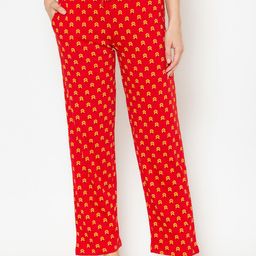 Lounge Dreams Women Red & Yellow Printed Pure Cotton Lounge Pants-image-51