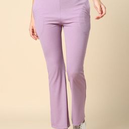 House Of Zelena Women Mid-Rise Cotton Bootcut Trousers-image-1
