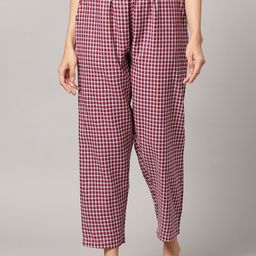 Kryptic Women Checked Pure Cotton Breathable Lounge Pants-image-33
