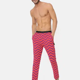 bummer Men Red & Purple Printed Micro Modal Chevron Lounge Pant-picture-4