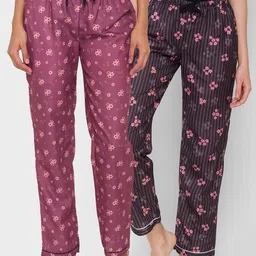 FashionRack Woman Pack of 2 Purple & Brown Printed Lounge Pants-picture-37