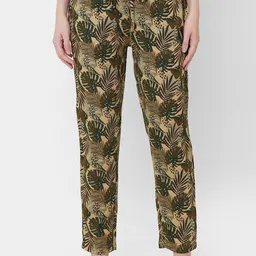 URBAN SCOTTISH Women Olive-Green & Beige Printed Lounge Pants-image-96