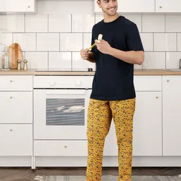 Puma Men Yellow & Black Printed Lounge Pants-image-36