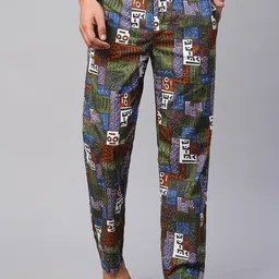 URBAN SCOTTISH Men Geometric Printed Cotton Lounge Pants-image-17
