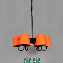 Devansh Orange & Black Iron Quirky Ceiling Lamp-image-93