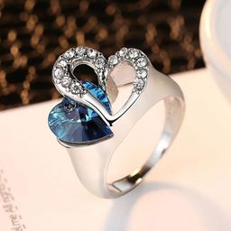 MYKI Silver-Plated CZ Stone-Studded Heart Shaped Finger Ring-image-50
