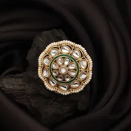 Jazz and Sizzle Gold Plated Kundan Studded Finger Ring-83