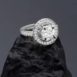 AMI Silver-Plated White CZ-Studded Adjustable Finger Ring-18