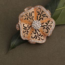 SOHI Gold-Plated White Stone-Studded Finger Ring-55