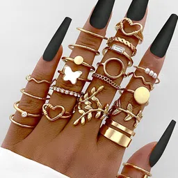 Jewels Galaxy Set Of 24 Gold-Plated Stone Studded Finger Ring-16