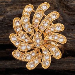 Kushal's Fashion Jewellery Gold-Plated CZ Studded Finger Ring-image-50