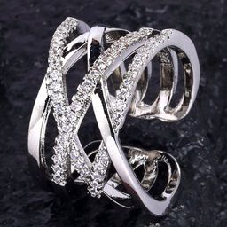 KARATCART Silver-Plated White Austrian Crystal-Studded Finger Ring-picture-49