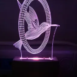 NMII Purple & Green fly bird 3D Illusion Acrylic Table Lamps-10