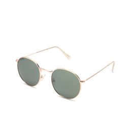 Roadies Unisex Green Lens & Gold-Toned Round Sunglasses with Polarised Lens-52