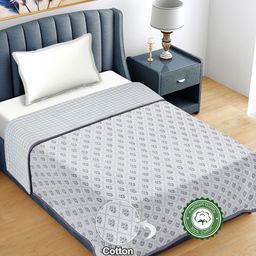FABINALIV Grey Floral AC Room 300 GSM Single Bed Dohar-51