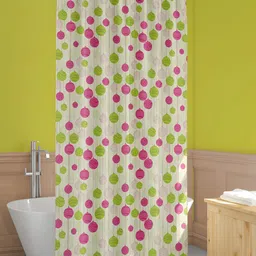 ArtzFolio Cream-colored & Green Printed Waterproof Shower Curtain-7