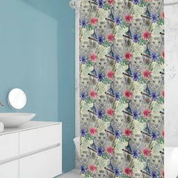 ArtzFolio Yellow & Grey Printed Waterproof Shower Curtain-image-85