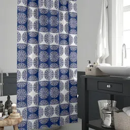 ArtzFolio Blue-White & Grey Printed Waterproof Shower Curtains-image-79