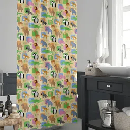 ArtzFolio Beige & Green Printed Waterproof Shower Curtains-image-85