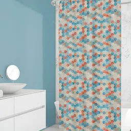 ArtzFolio Turquoise Blue & Orange Coloured Printed Waterproof Shower Curtains-image-18