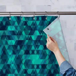 ArtzFolio Turquoise blue Printed Waterproof Shower Curtains-15