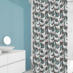ArtzFolio White-Red & Grey Printed Waterproof Shower Curtains-18