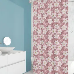 ArtzFolio Mauve & Pink Printed Waterproof Shower Curtain-image-7