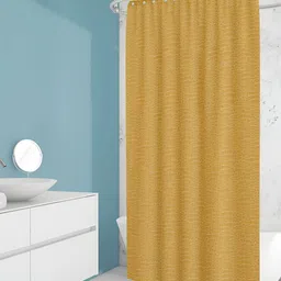 ArtzFolio Mustard Yellow Printed Waterproof Shower Curtain-image-6