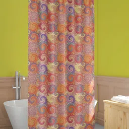 ArtzFolio Brown & Orange Colored Printed Waterproof Shower Curtains-26