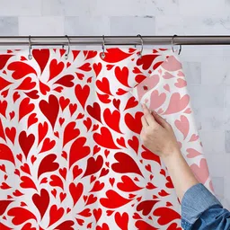 ArtzFolio Red & White Printed Waterproof Shower Curtains-image-48