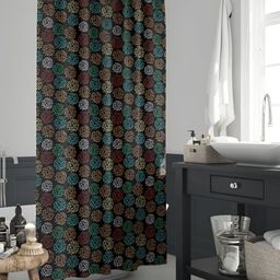 ArtzFolio Black-Yellow & Blue Printed Waterproof Shower Curtains-44