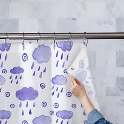 ArtzFolio White & Purple Rain-Clouds Printed Waterproof Shower Curtain-image-53