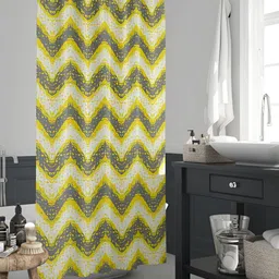 ArtzFolio White & Yellow Printed Waterproof Shower Curtains-17