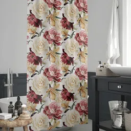 ArtzFolio Beige & Yellow Printed Waterproof Shower Curtains-8