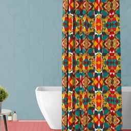 ArtzFolio White & Teal-colored Printed Waterproof Shower Curtain-image-72