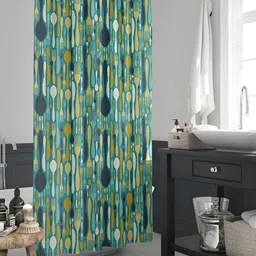 ArtzFolio Teal-colored & Navy Blue Printed Waterproof Shower Curtain-image-61