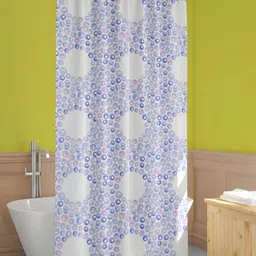 ArtzFolio Blue & White Printed Waterproof Shower Curtain-10
